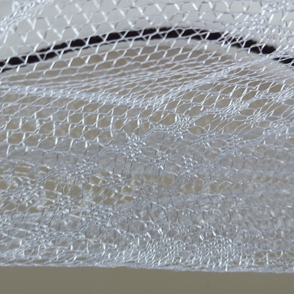 Fishnet Open Weave Long Fringed Scarf Wrap White 27" x 61" Formal Wedding - Picture 3 of 15